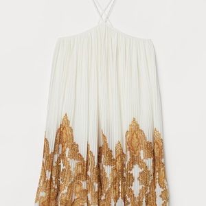 H&M | White Pleated Paisley Dress